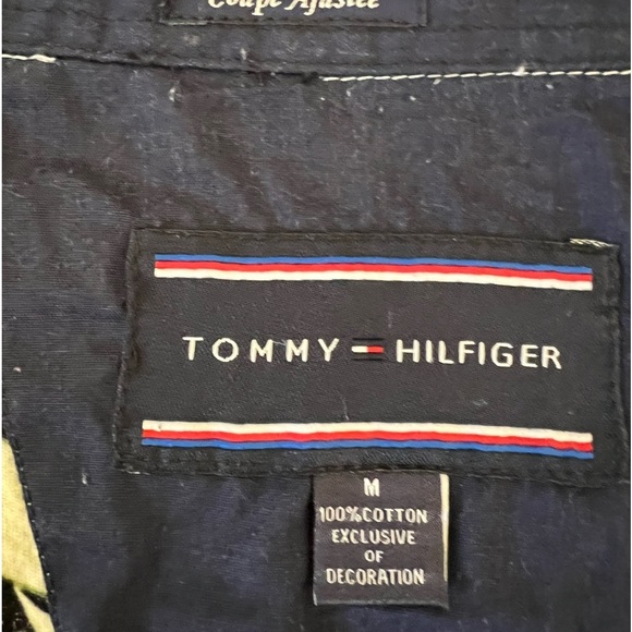 TOMMY HILFIGER HAWAIIAN BLUE/GREEN AND BLACK SHORT SLEEVE SHIRT - Picture 6 of 6